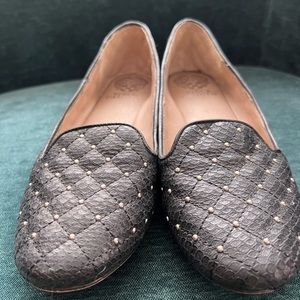 Vince Camuto 8 Quilted Flats Lilliana 2 Black Leather Silver studs